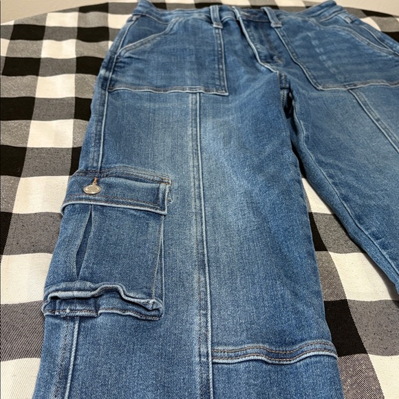 Judy Blue Allison Jeans High Rise Wide Leg Cargo Utility Stretchy Baggy Sz 7/28 - Picture 4 of 15